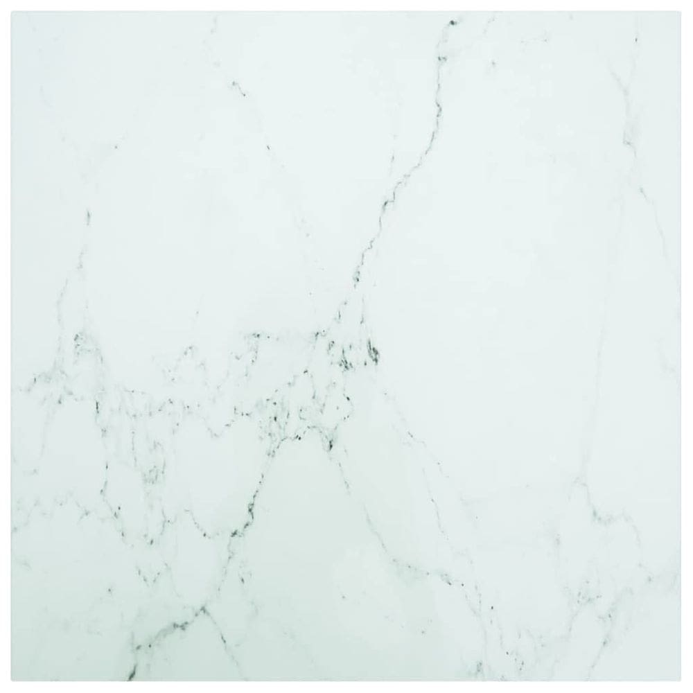 Tampo de mesa vidaXL Vidro temperado quadrado de 0,2 cm de espessura em mármore branco