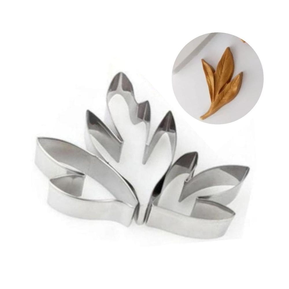 Cortador De Biscoito Em Aço Inox Formato Folha De Peônia 3Un