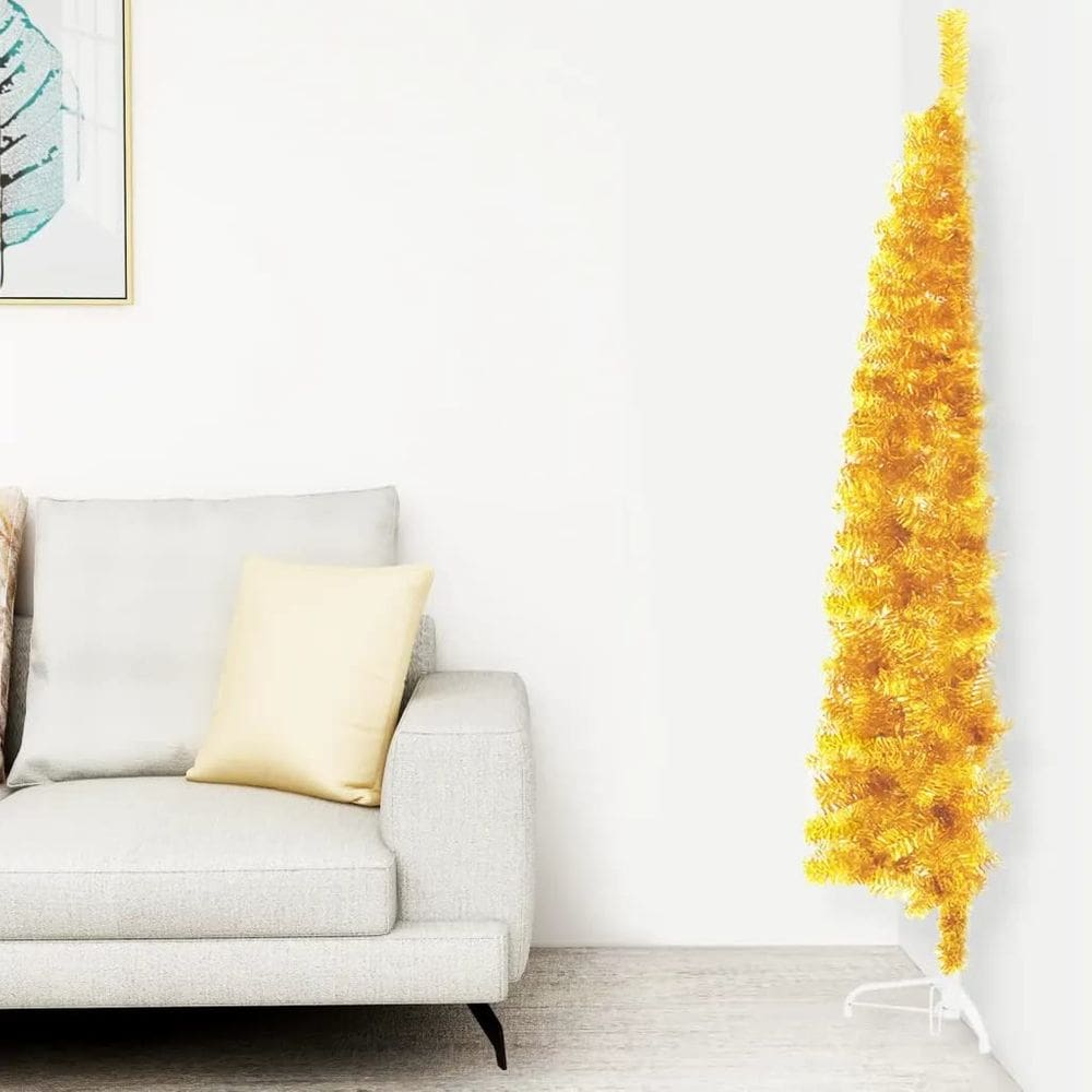 Árvore de Natal vidaXL Slim Artificial Half Gold 180cm PVC