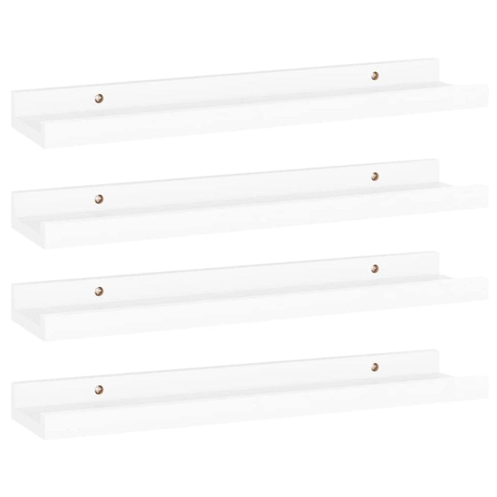 Prateleiras montadas na parede VidaXL Conjunto de 4 MDF branco 15,7 x 3,5 x 1,2 pol