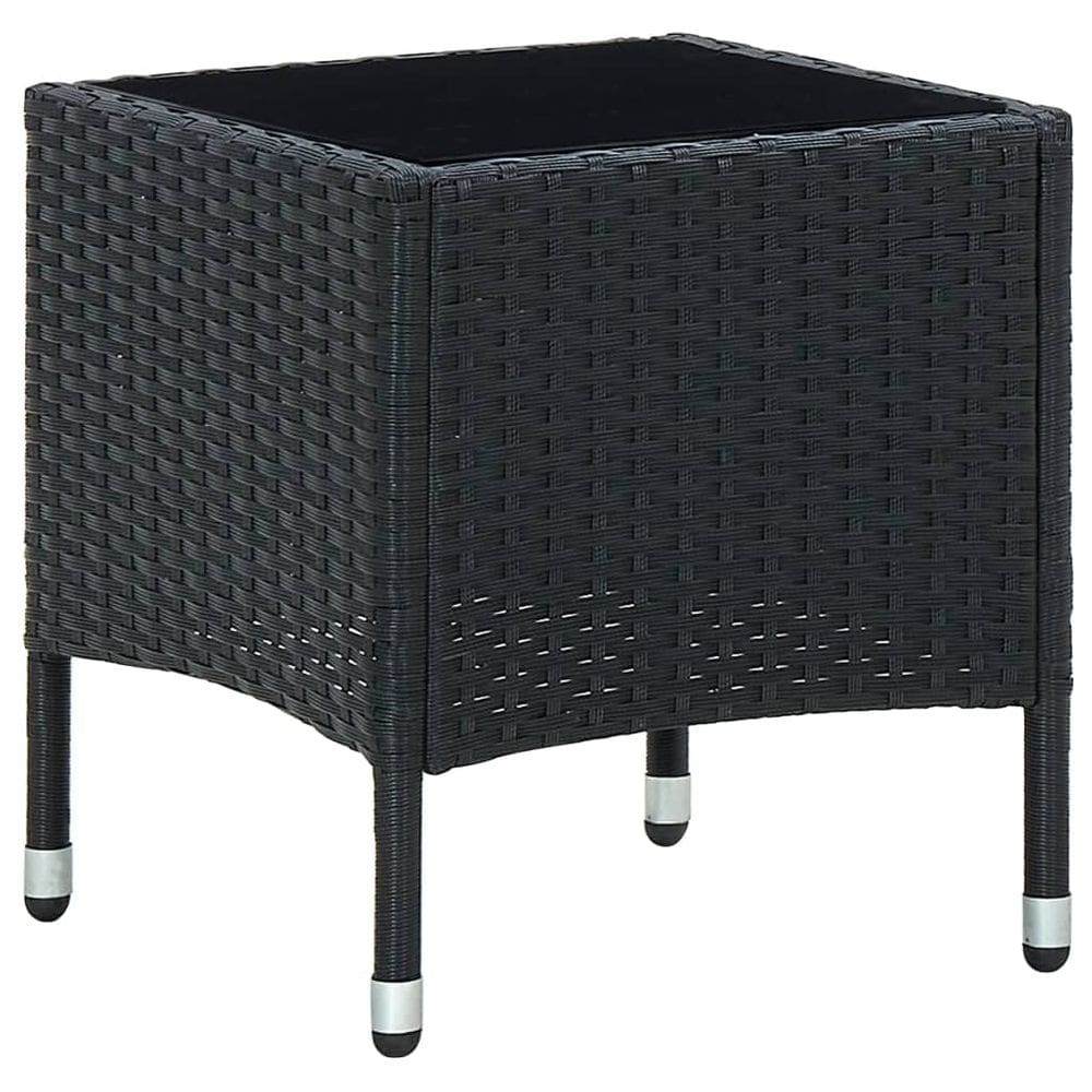 Mesa de pátio vidaXL Black Poly Rattan com tampo de vidro