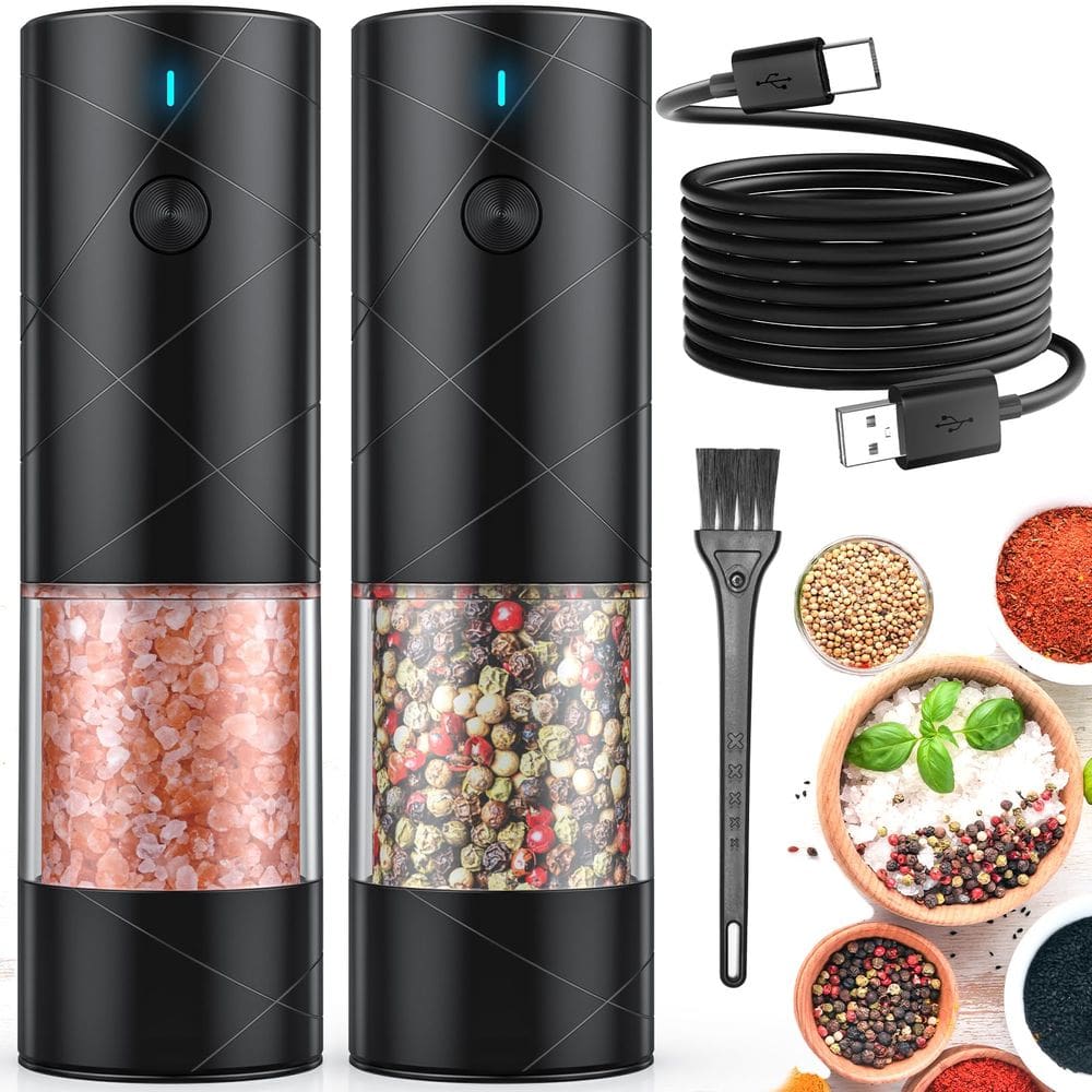 Conjunto elétrico de moedor de sal e pimenta Lidaop com luz LED