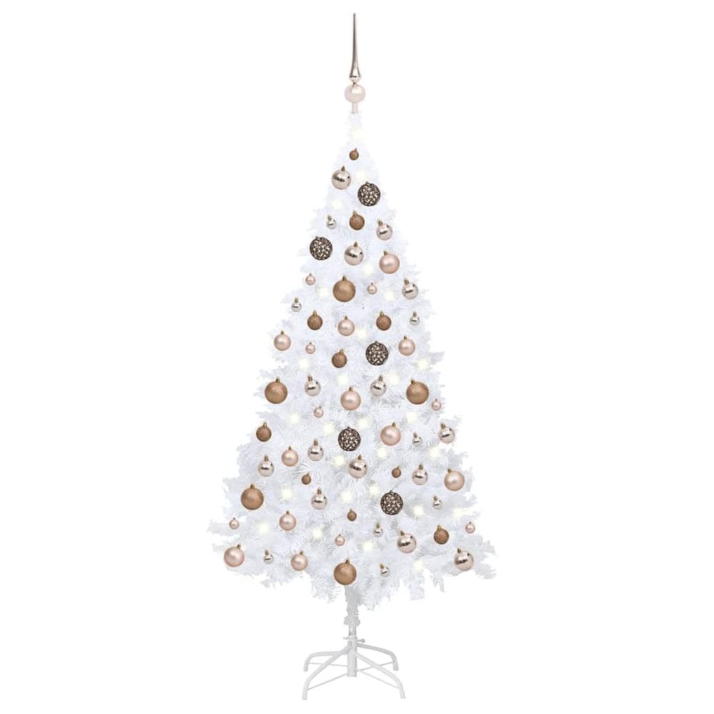 Árvore de Natal vidaXL em PVC branco com LEDs e conjunto de bolas de 1,8 m