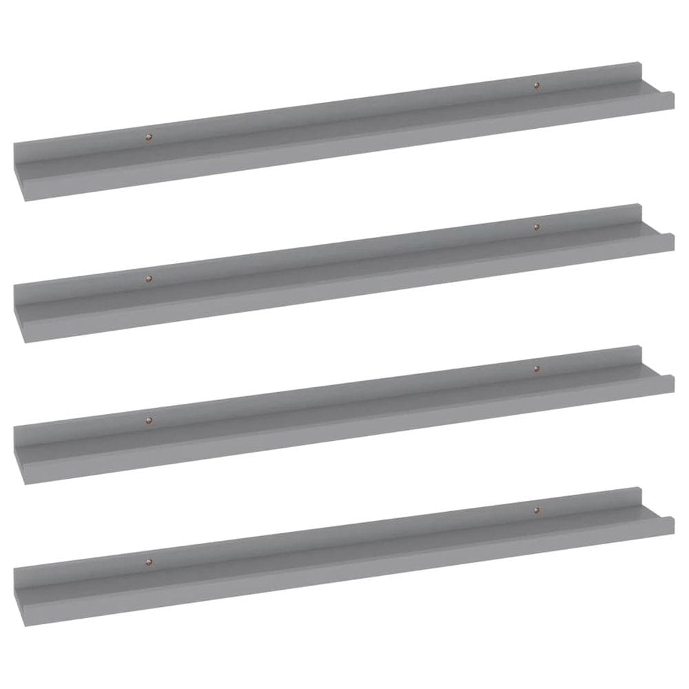 Prateleiras de parede VidaXL Grey MDF, conjunto de 4, 80x9x3cm, fácil de limpar