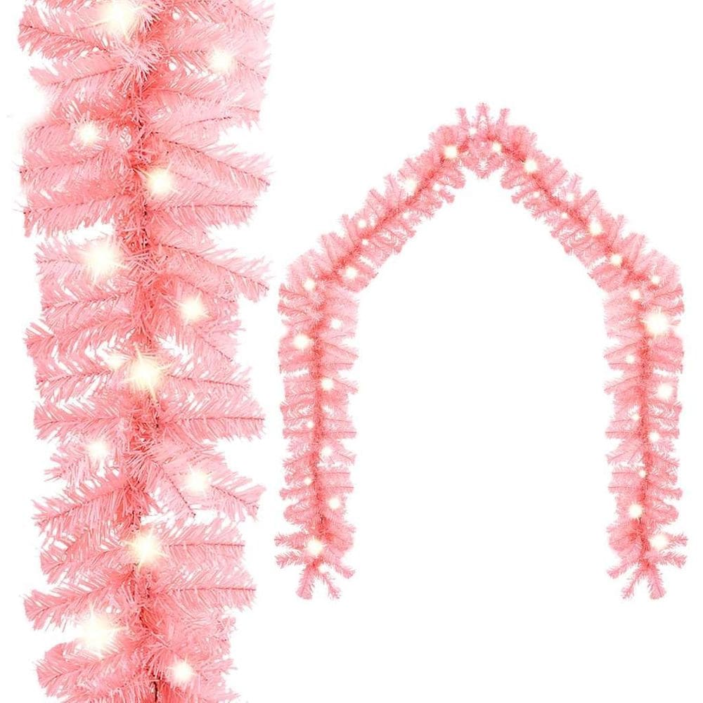 Guirlanda de Natal vidaXL com luzes LED 20m, PVC rosa, USB