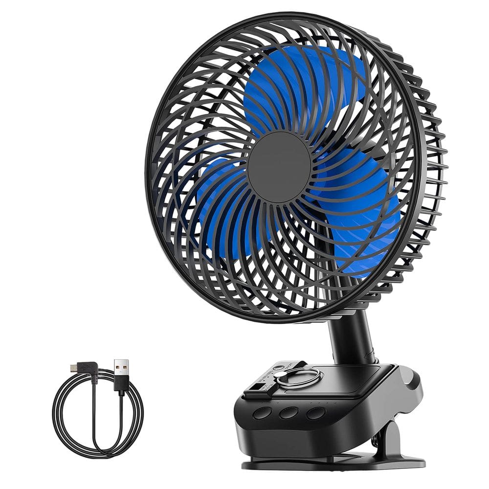 Ventilador USB em Ventilador de clipe de 8” Ventilador de mesa recarregável de 10000mAh