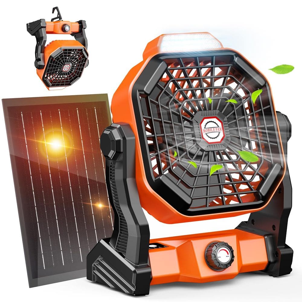 Ventilador de acampamento solar Drchop 20000mAh com painel solar 10W