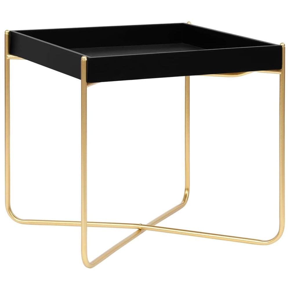 Mesa lateral vidaXL MDF com estrutura de arame de aço preta/dourada
