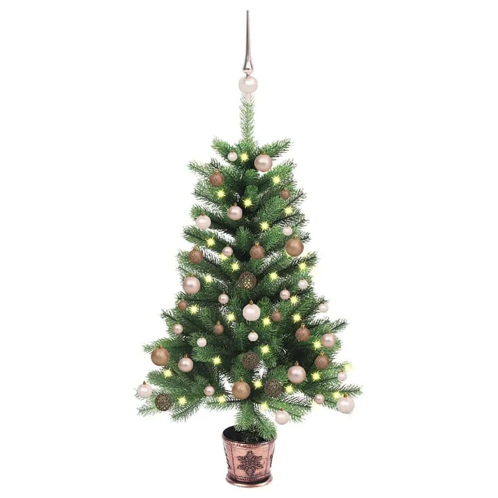 Árvore de Natal artificial vidaXL com LEDs e conjunto de bolas de 90 cm