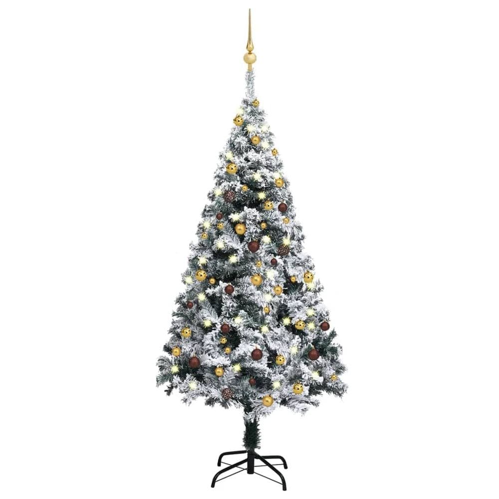 Árvore de Natal vidaXL artificial pré-iluminada com conjunto de bolas de 5 pés