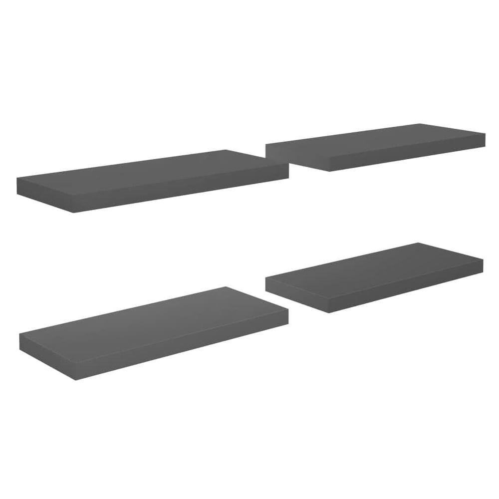 Prateleiras de parede flutuantes vidaXL em MDF cinza de alto brilho 23,6x9,3x1,5 cm