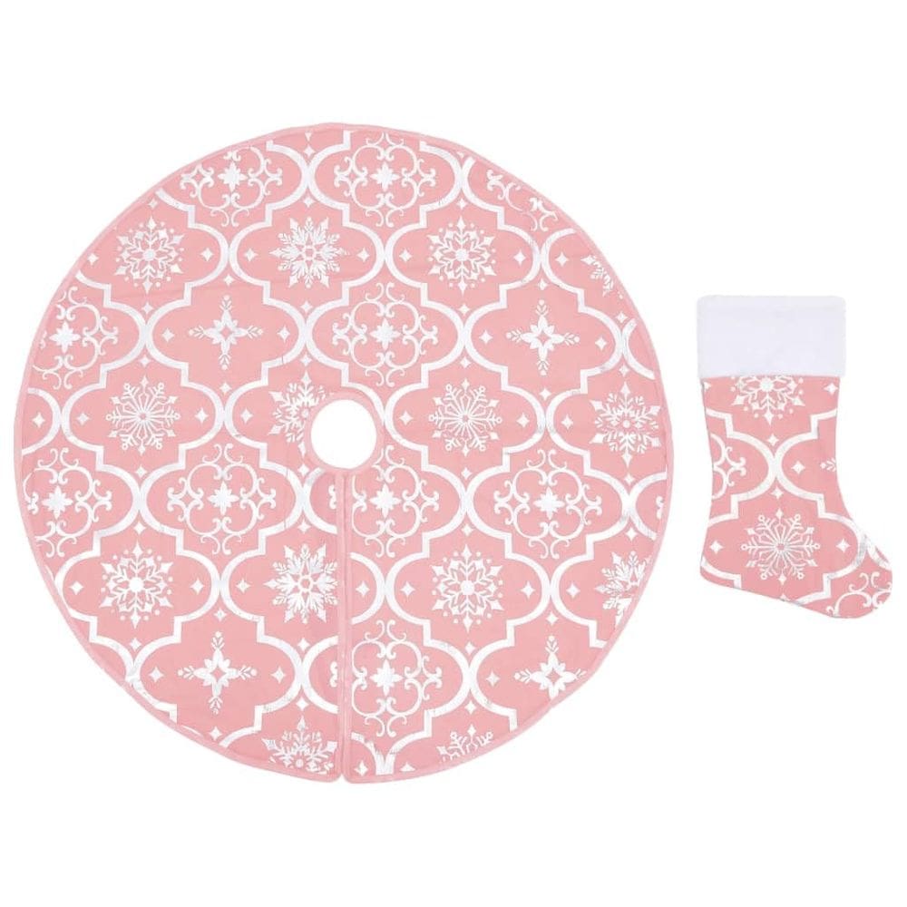 Saia de árvore de Natal VidaXL Tecido rosa festivo de 150 cm de diâmetro