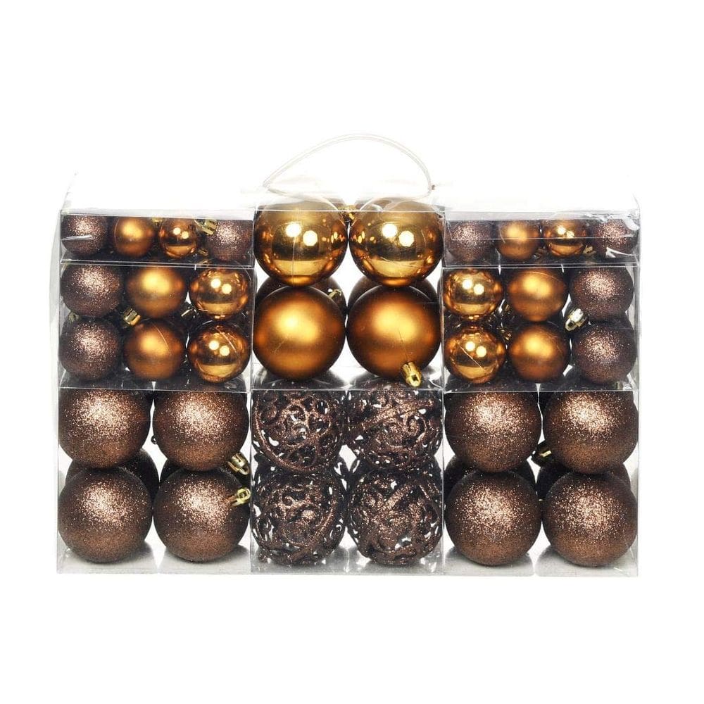 Conjunto de bolas de Natal vidaXL de vários tamanhos em bronze/marrom/dourado