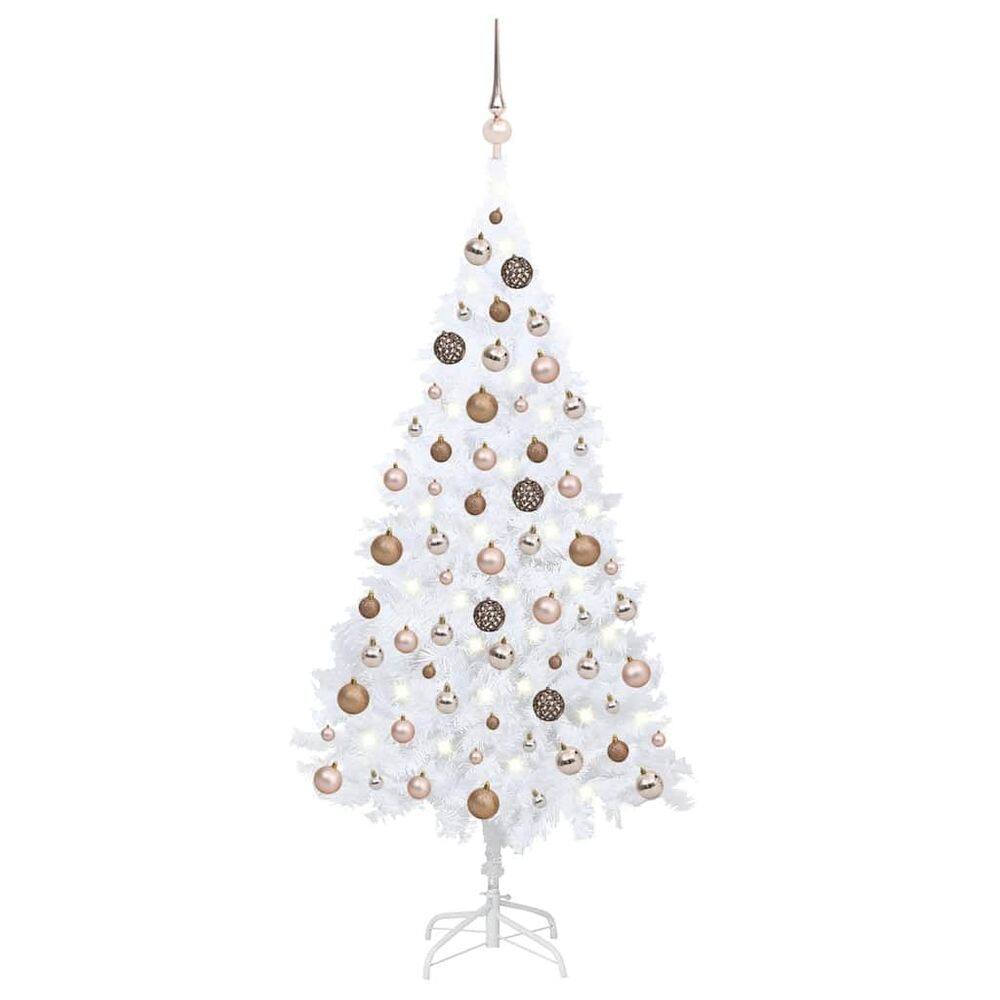 Árvore de Natal vidaXL 150 LEDs de 1,5 m com conjunto de bolas de ouro rosa