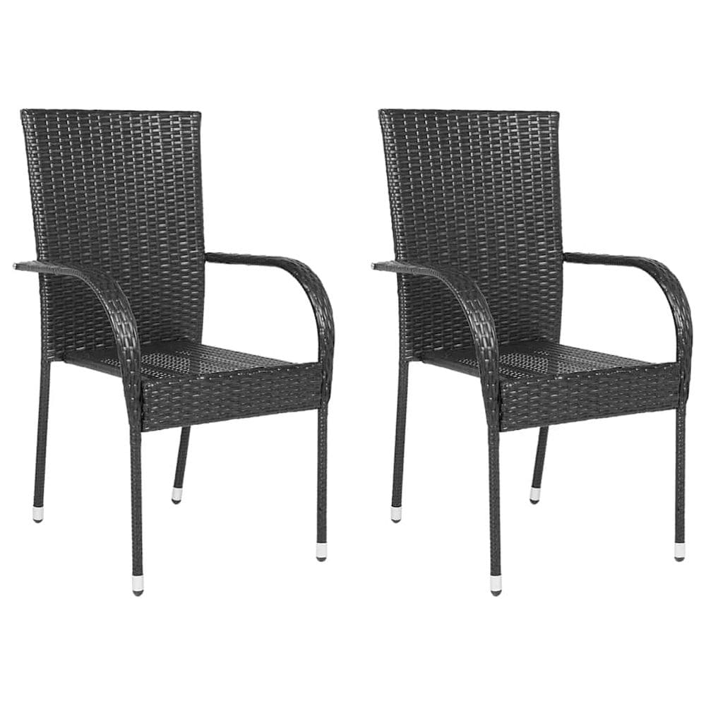 Cadeiras de jantar empilháveis VidaXL Outdoor Poly Rattan Black 2 unidades