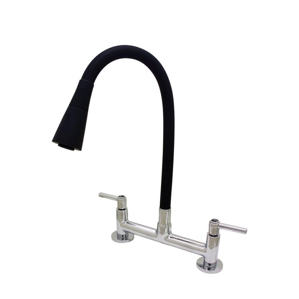 Torneira Misturador Cozinha Tubo Conic Flexível Preto Duplo 2 Jato Mesa