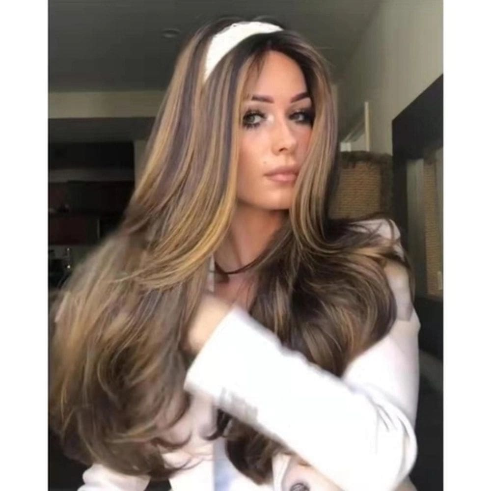 Peruca wig longa ondulada id¨ºntico ao cabelo humano Organica