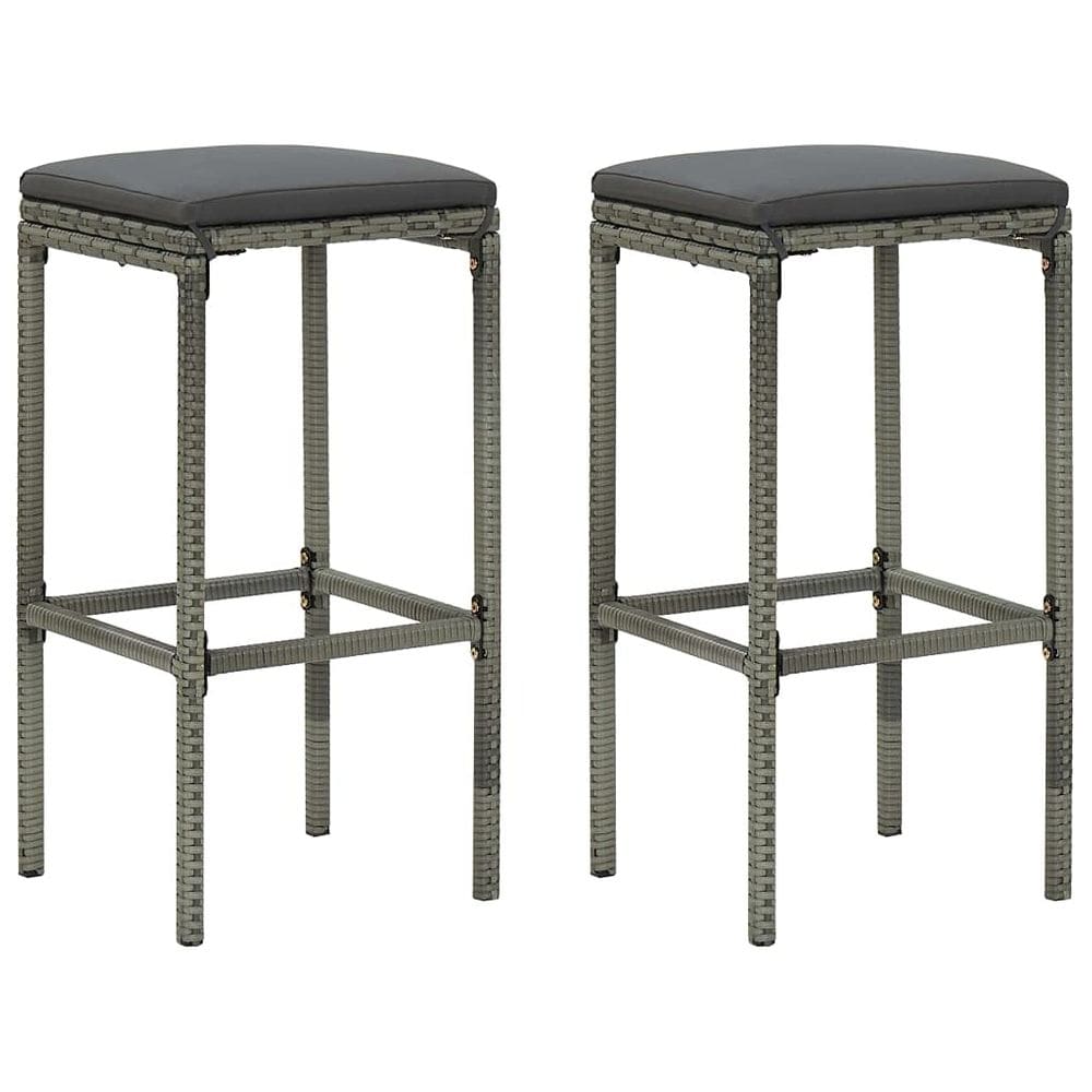 Bancos de bar vidaXL, conjunto moderno de 2 polil-rattan, aço cinza