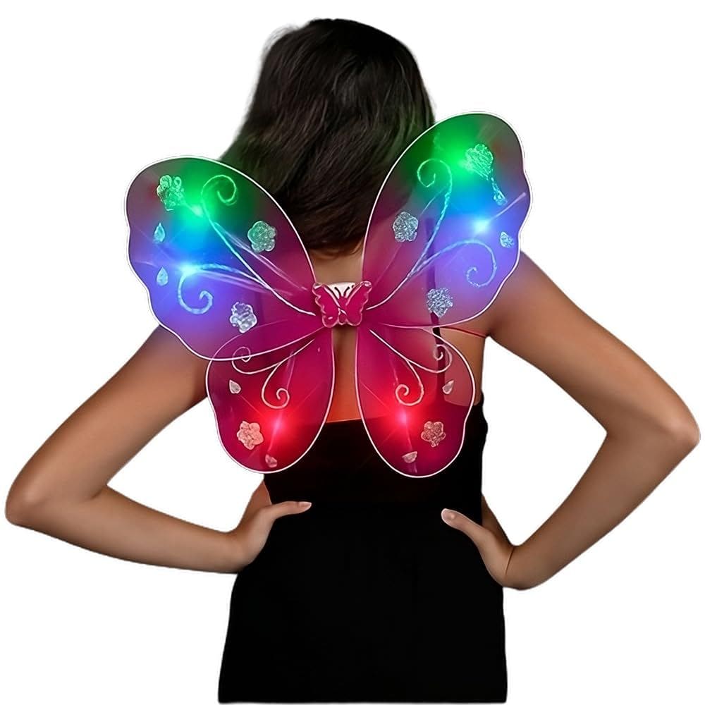 Traje blinkee Light Up Fuchsia Fairy Butterfly Wings LED