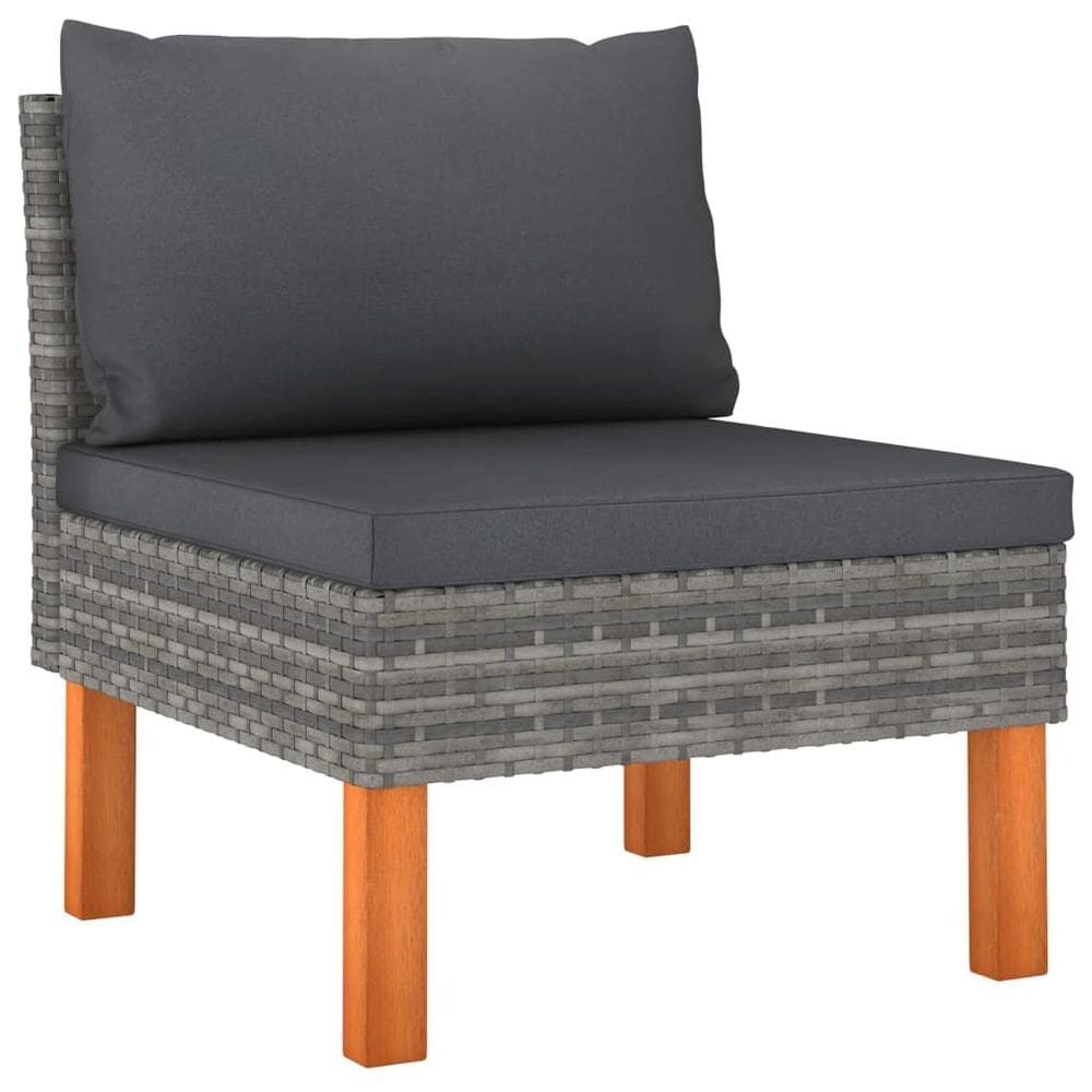 Módulo de sofá de jardim vidaXL Middle Durable Poly Rattan Grey