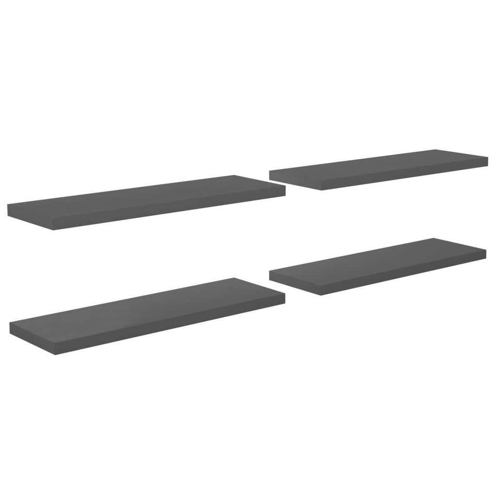 Prateleiras de parede vidaXL High Gloss Grey 4 peças de 47,2 x 9,3 x 1,5 cm MDF