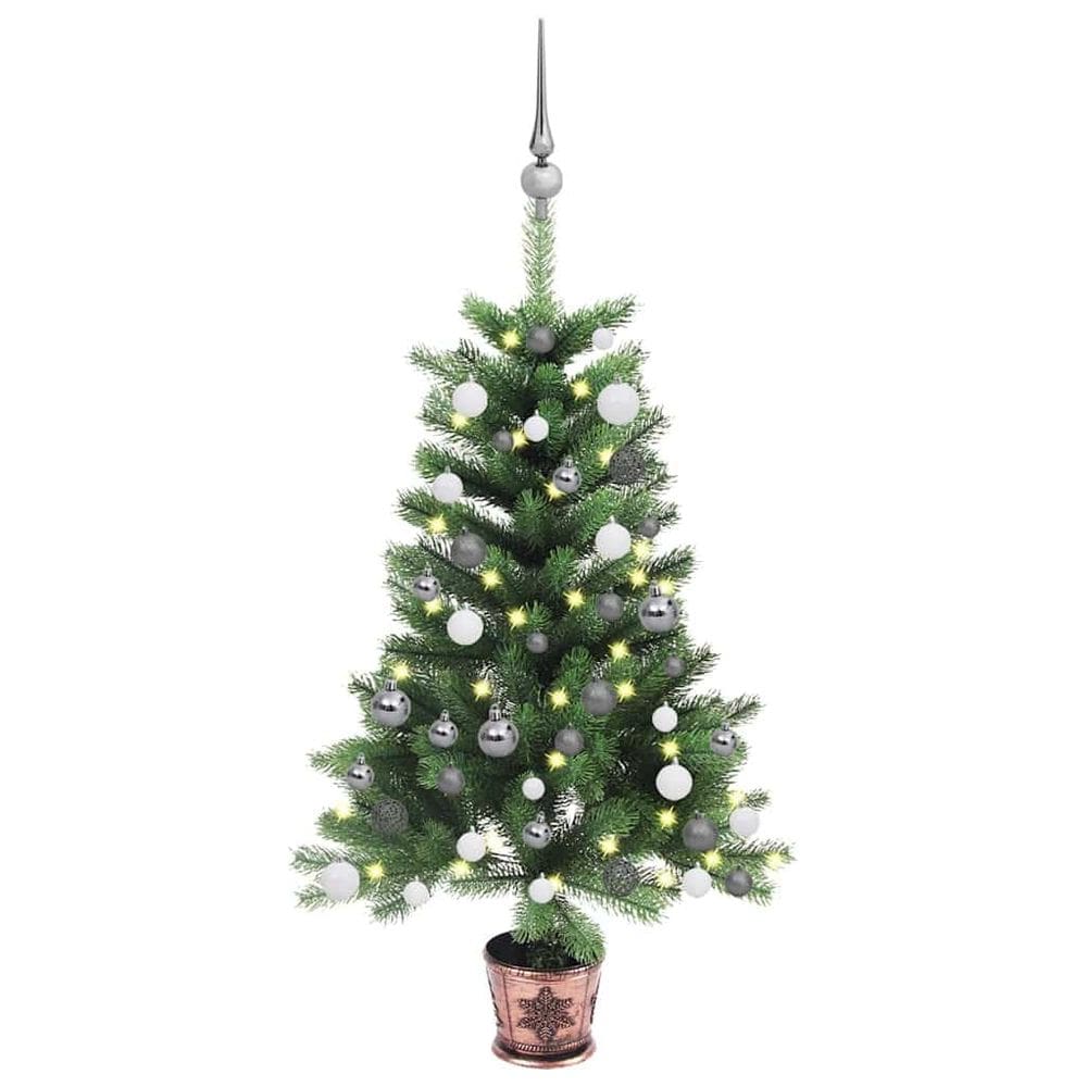 Árvore de Natal vidaXL Artificial 90cm com vaso, luzes LED e bolas