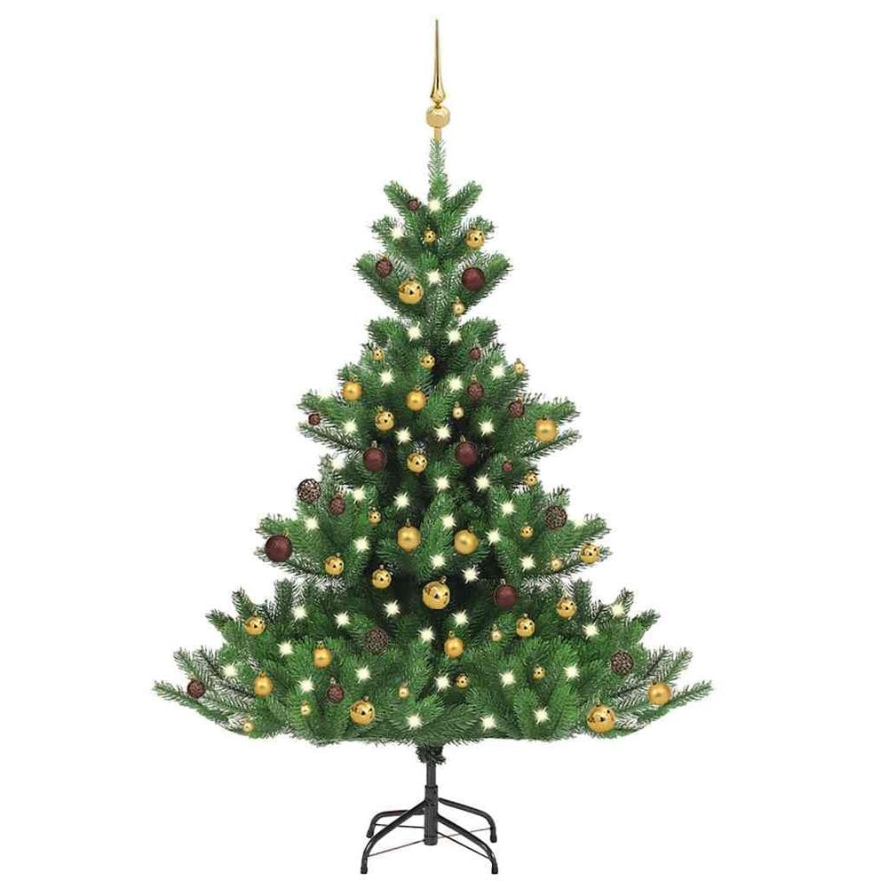 Árvore de Natal vidaXL Nordmann Fir com luzes LED 150 cm com conjunto de bolas