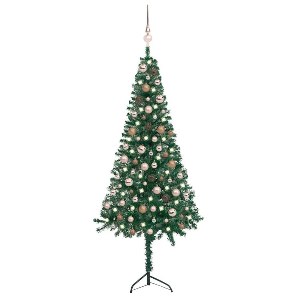Árvore de Natal vidaXL com canto de PVC com LEDs de 150 cm com decoração