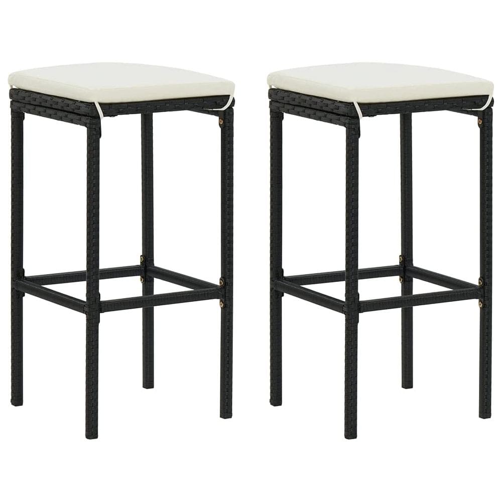 Conjunto de 2 bancos de bar vidaXL modernos em aço polietil-rattan preto