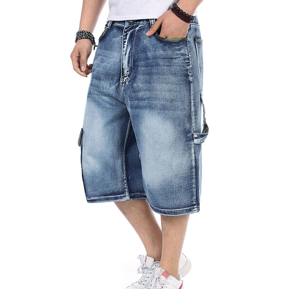 Shorts Yeokou masculinos folgados, hip hop, jeans de trabalho
