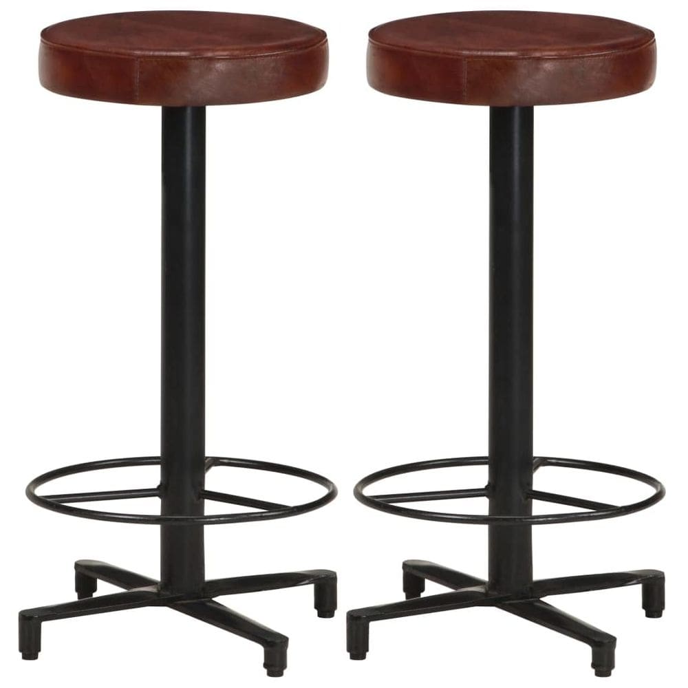 Bancos de bar vidaXL em couro real de estilo industrial, pacote com 2
