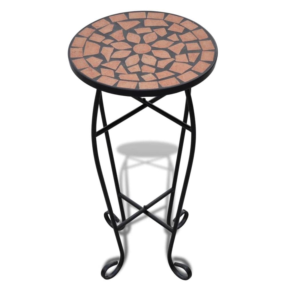 Mesa lateral vidaXL Mosaic Terracotta com tubo de ferro preto