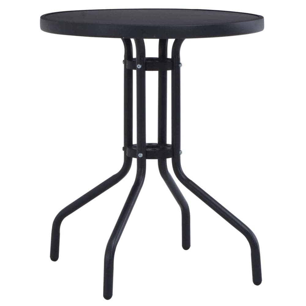 Mesa de jantar ao ar livre vidaXL Round Patio Black Steel/Glass