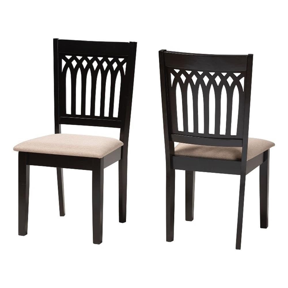 Conjunto de cadeiras de jantar Baxton Studio Genesis Bege Fabric Wood