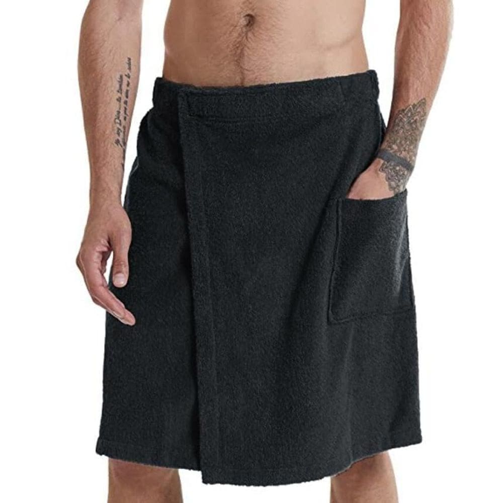 Toalha de banho FUNTALE Toalha de banho macia vestível masculina para homens preta