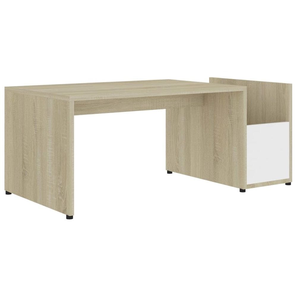 Mesa de café VidaXL branca/Sonoma Oak Aglomerado 90x45x35 cm