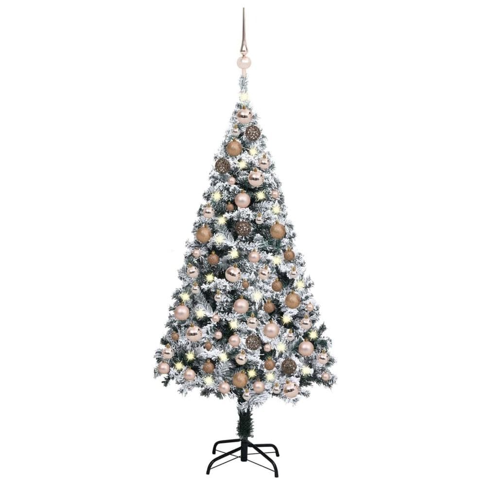 Árvore de Natal vidaXL artificial verde pré-iluminada de 1,5 m com conjunto de bolas