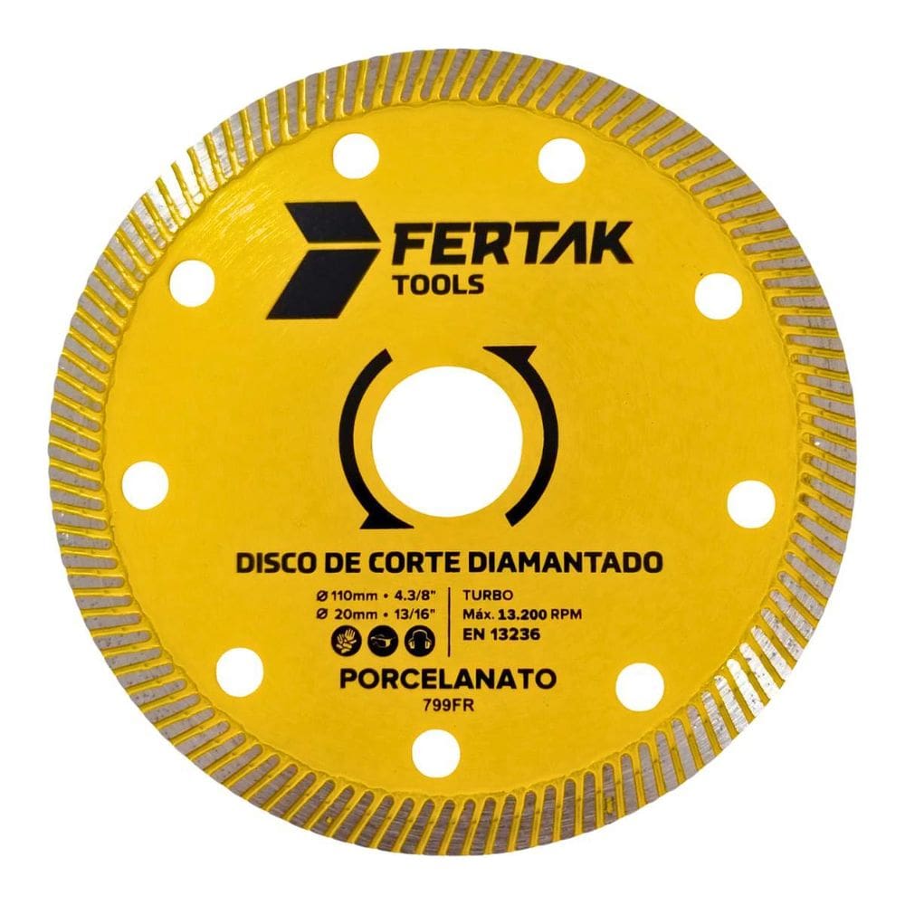Disco De Corte Diamantado Porcelanato Turbo 110X20Mm Fertak