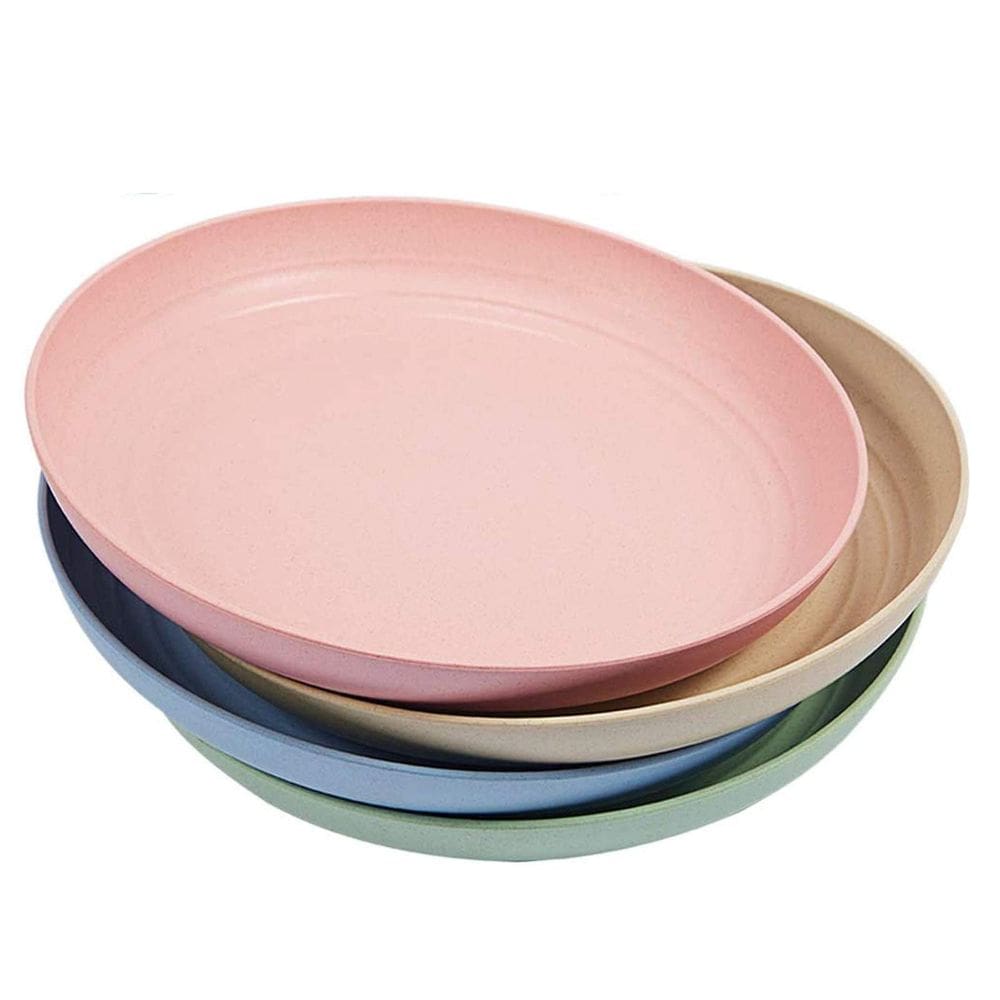 Prato de jantar YAPULLY Wheat Straw Unbreakable, conjunto de 4