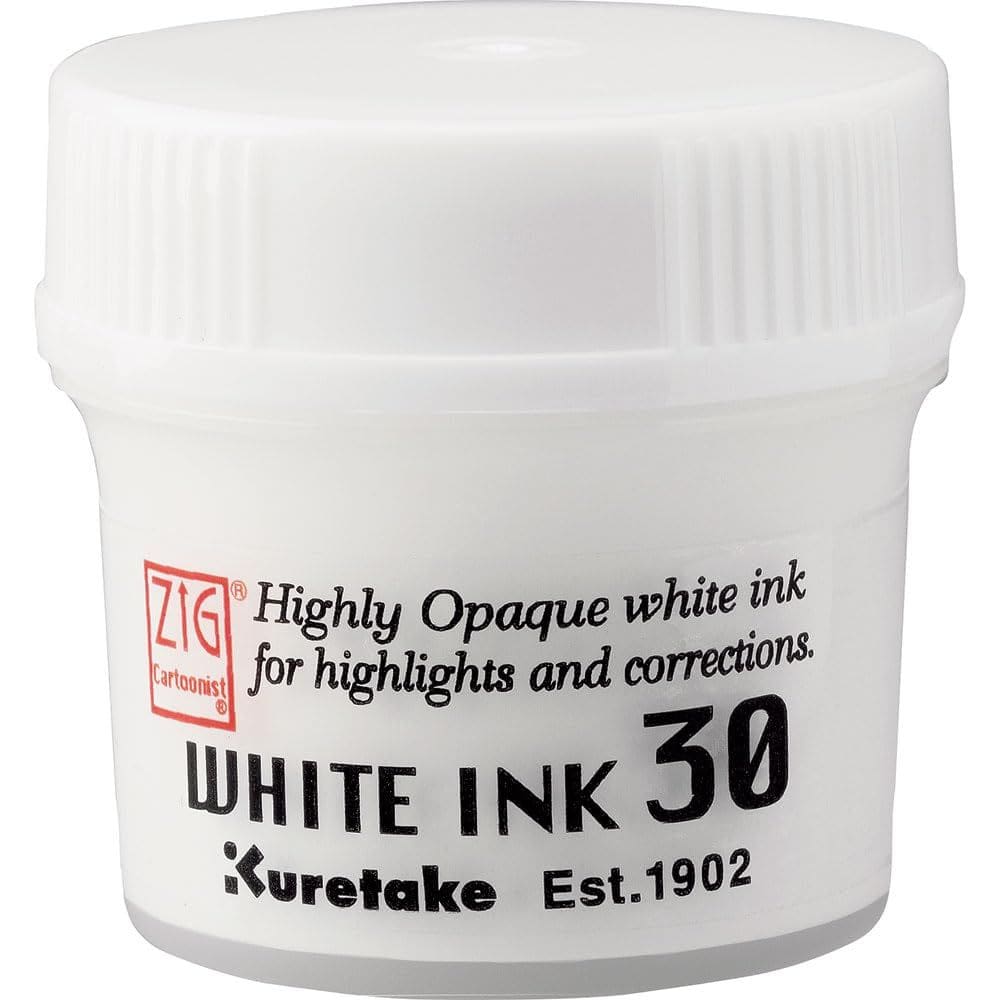 Tinta Kuretake ZIG Cartoonist branca 30 ml para pincel de imersão