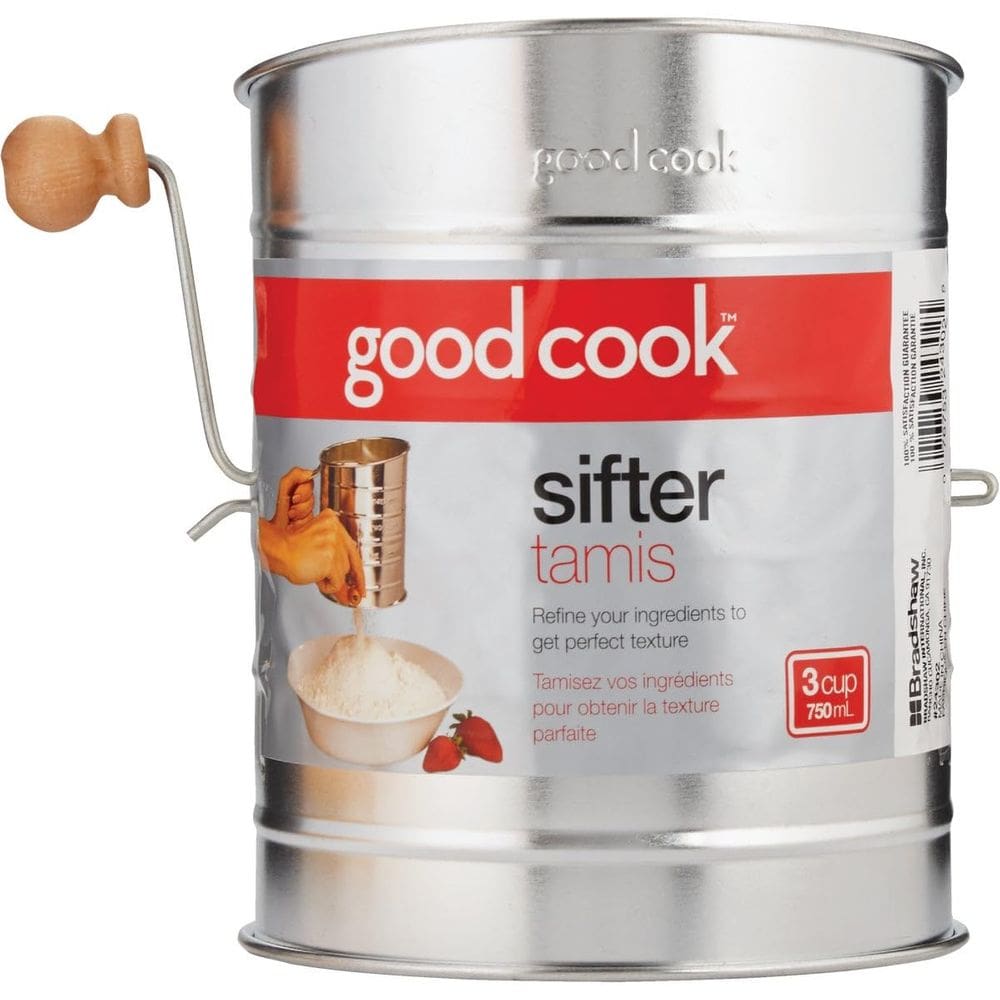 Peneira de manivela GoodCook, maçaneta de madeira para 3 xícaras