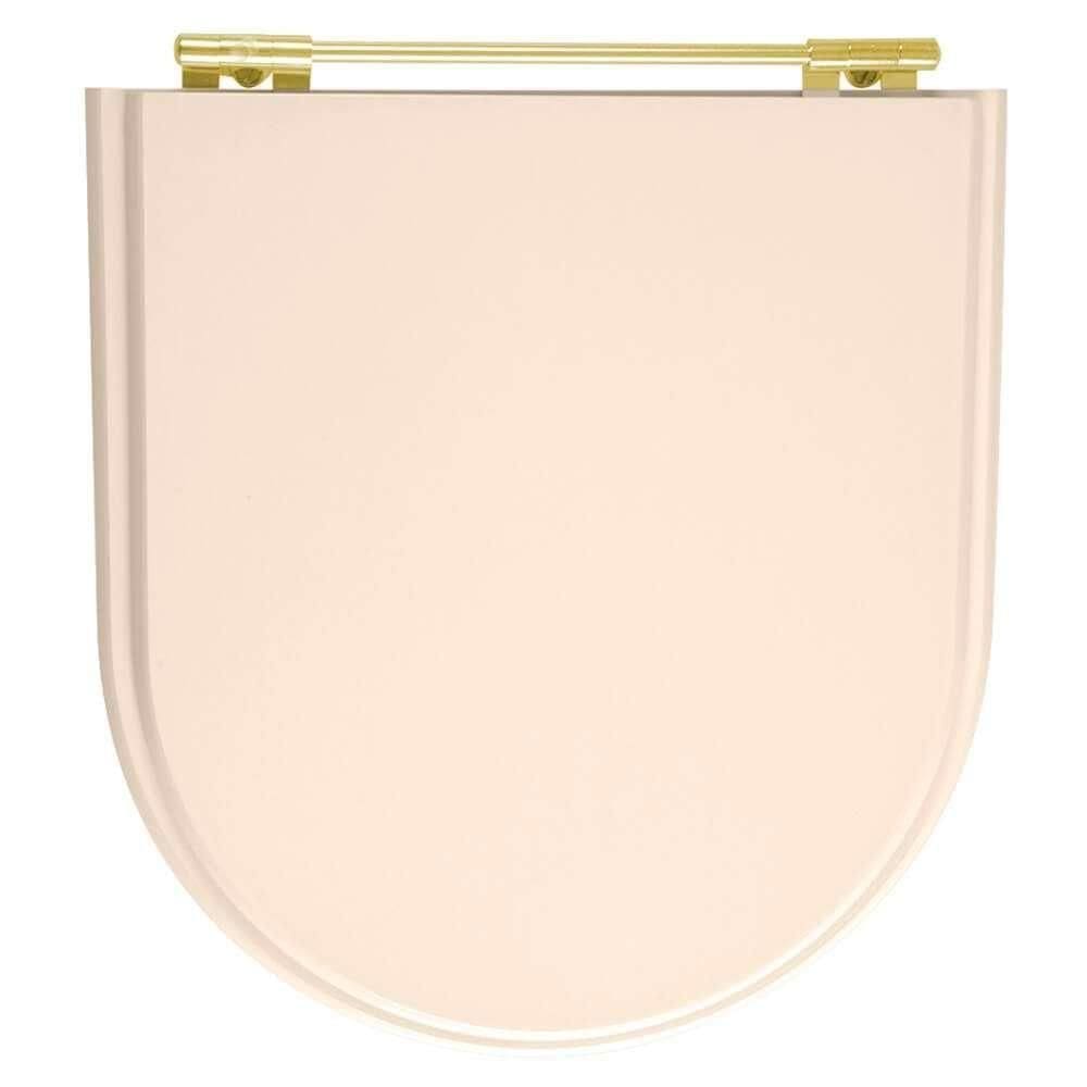Tampa De Vaso Laqueado Calypso Pessego Para Bacia Incepa Com Ferragem Dourada
