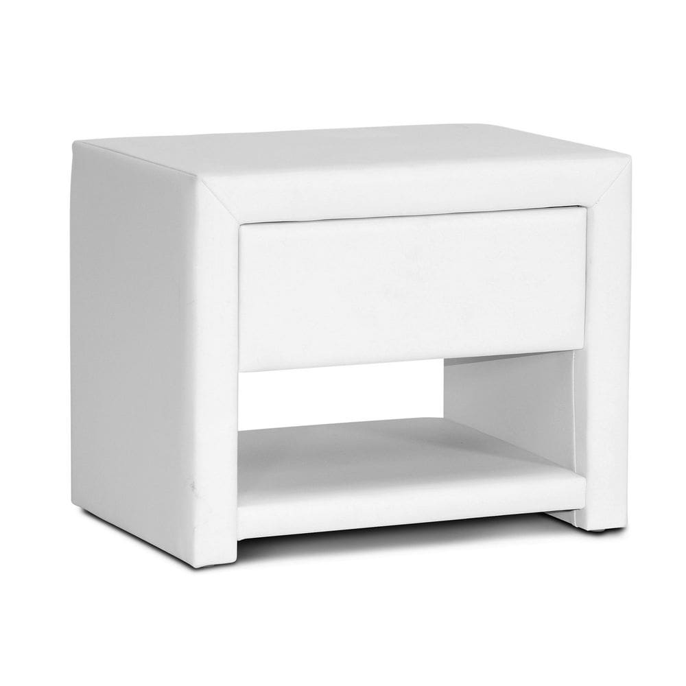 Mesa de cabeceira Baxton Studio Massey estofada branca moderna