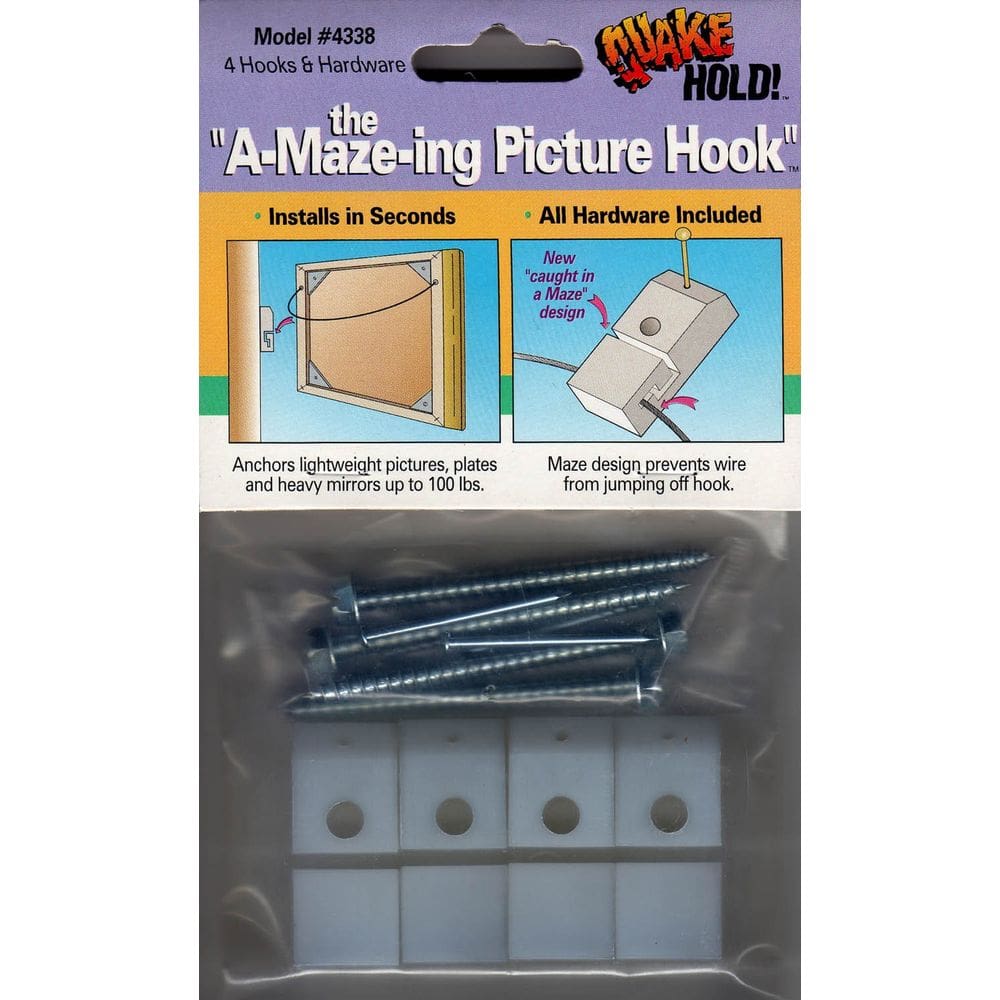 Cabide para fotos Quakehold 4338 Heavy Duty, capacidade de 100 libras, 4 unidades