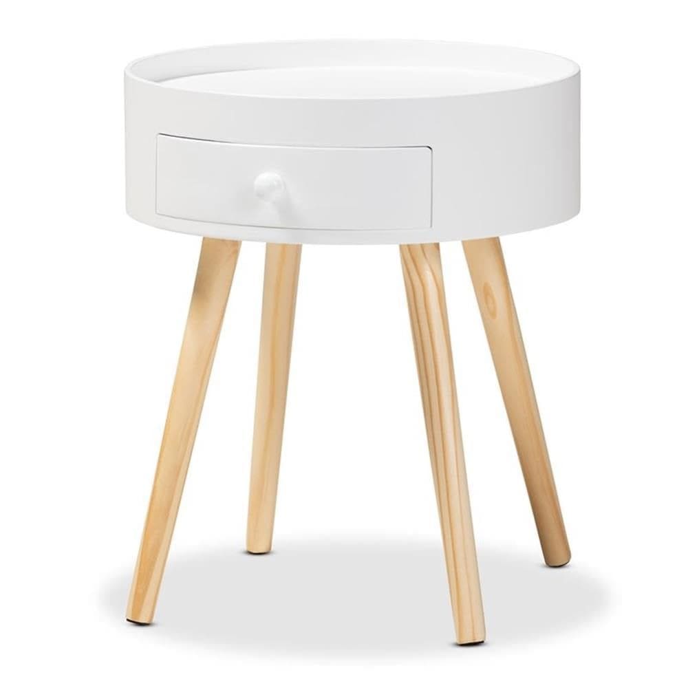 Mesa de cabeceira Baxton Studio Jessen White Wood 1 gaveta 40cm