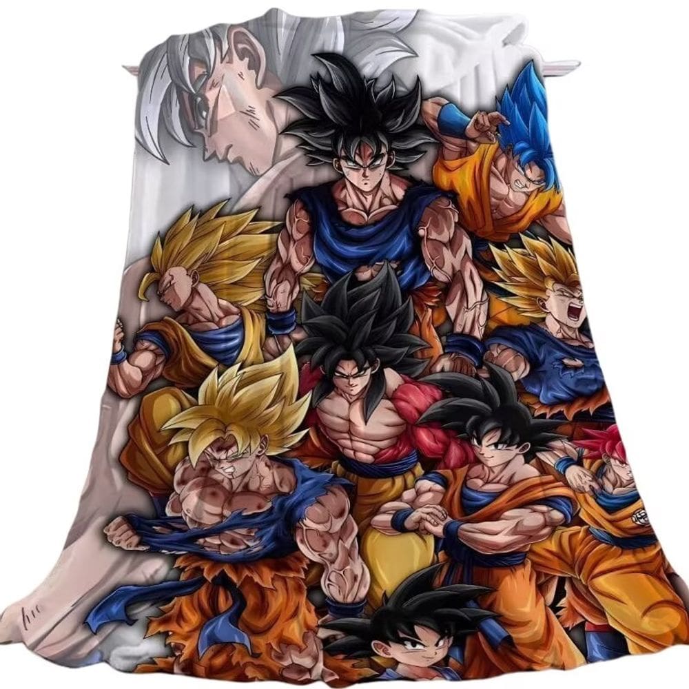 Cobertor de flanela com padrão digital Dragon Ball Goku