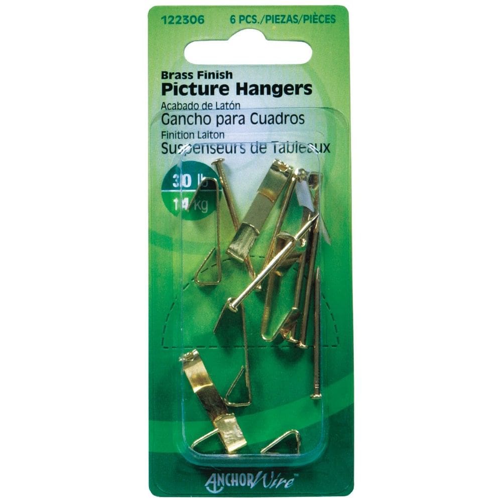 Cabide para fotos Hillman Brass Finish Steel 14 kg, pacote com 6