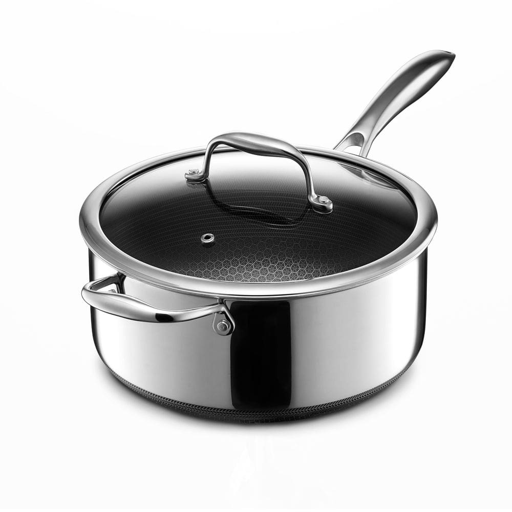 Panela HexClad Hybrid Antiaderente 5L com tampa de vidro 900°F