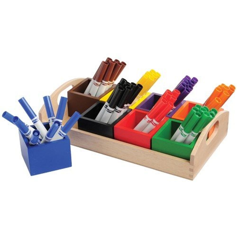 Bandeja de armazenamento: brinquedos construtivos de madeira com 8 caixas