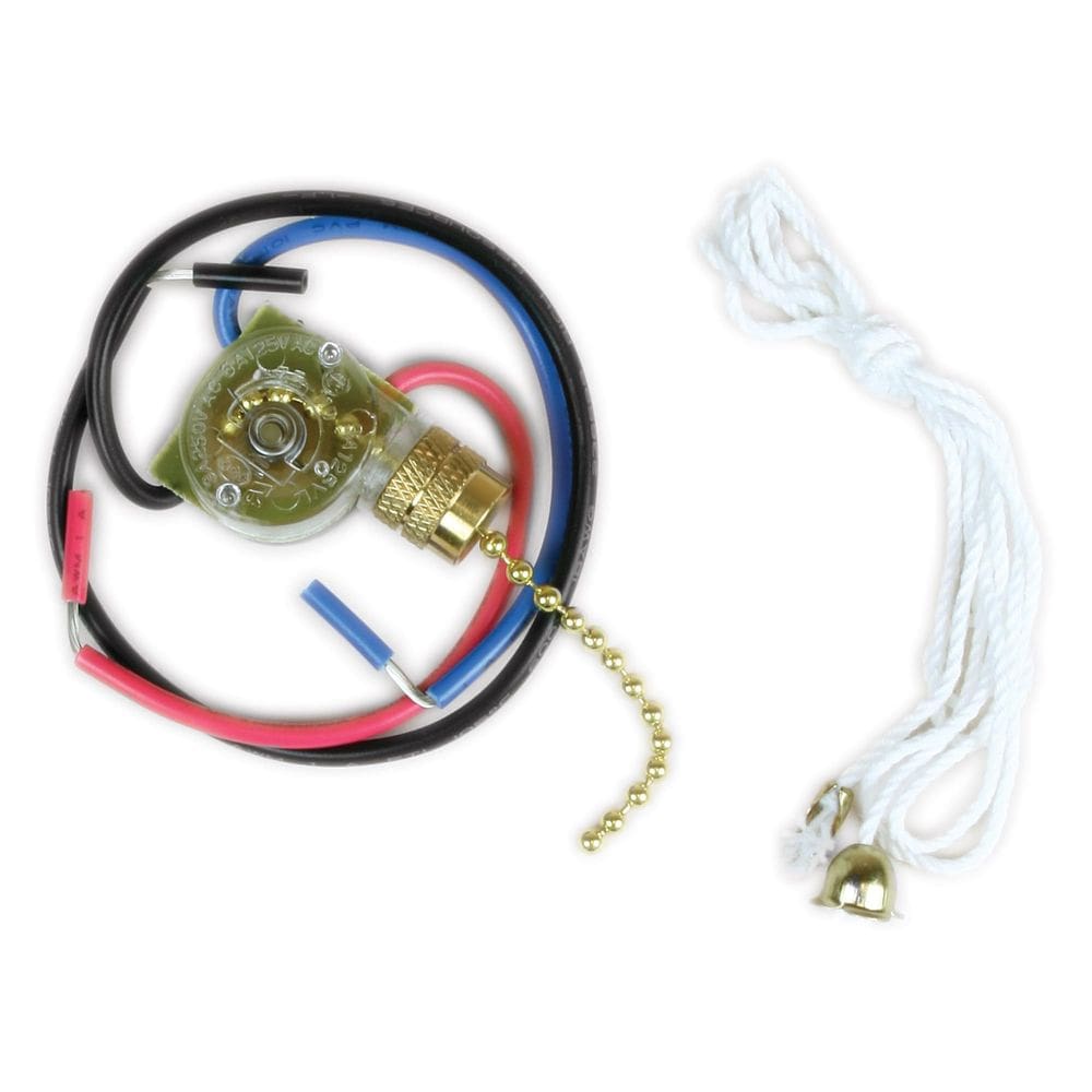 Ventilador de 3 vias Jandorf 60305 Light Pull Chain Switch em latão